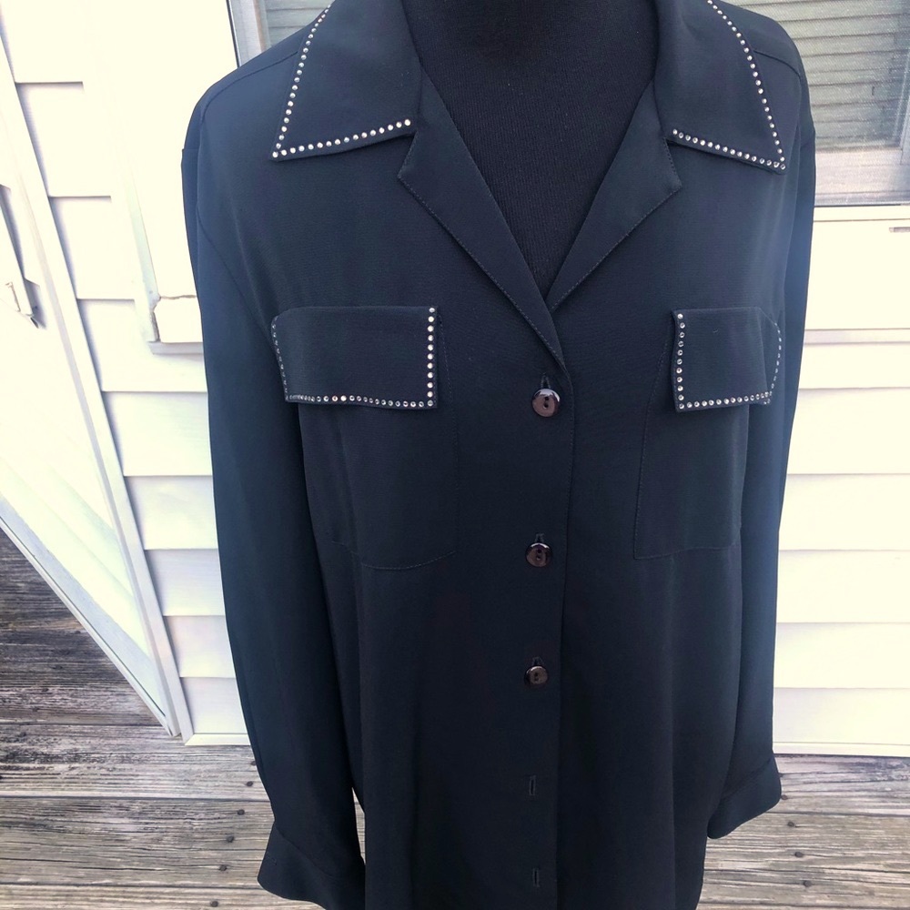 Philippe Marques Button Down Rhinestone/ Black Bl… - image 1